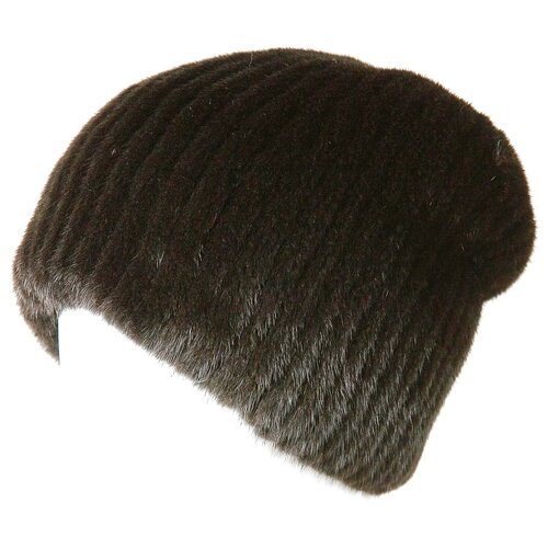 Шапка шлем Бини норка зимняя, подкладка, размер 55 - 56, черный