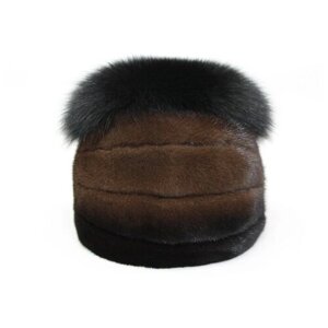 Шапка шлем Шапка норковая зимняя, подкладка, размер 59, коричневый