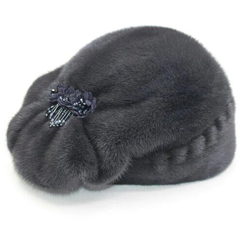 Шапка шлем Шапка норковая зимняя, подкладка, размер 62, синий