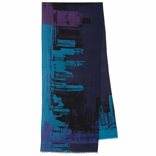 Шарф Павловопосадская платочная мануфактура,190х40 см, фиолетовый, черный