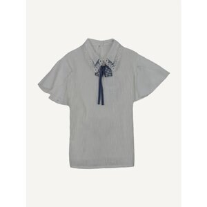 Школьная блуза Deloras, размер 134, бежевый, белый