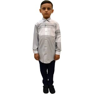 Школьная рубашка TUGI, размер 140, серый, белый