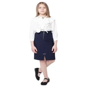 Школьная юбка-баллон Deloras, с поясом на резинке, мини, размер 146, синий