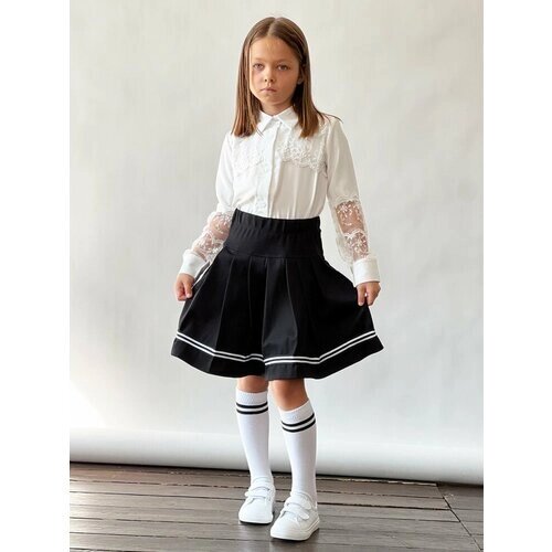 Школьная юбка Бушон, миди, размер 140-146, черный