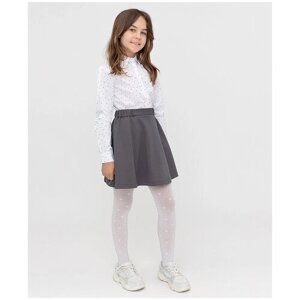 Школьная юбка Button Blue, с поясом на резинке, размер 140, серый