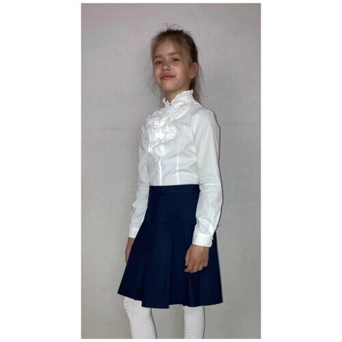 Школьная юбка-полусолнце РУСЬ, плиссированная, размер 152-40, синий