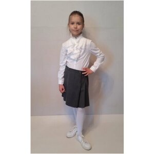 Школьная юбка с запахом РУСЬ, размер 128-32, серый