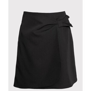 Школьная юбка с запахом SLY, с поясом на резинке, мини, размер 146, черный
