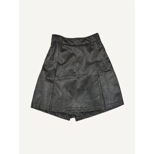 Школьная юбка-шорты, с поясом на резинке, миди, размер 164, черный