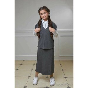 Школьный жилет для девочек Гермиона модница, размер 164, серый