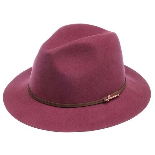 Шляпа федора Herman, демисезон/зима, шерсть, утепленная, размер 55, розовый