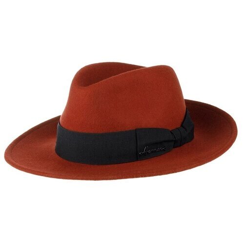 Шляпа федора Herman, шерсть, утепленная, размер 57, коричневый