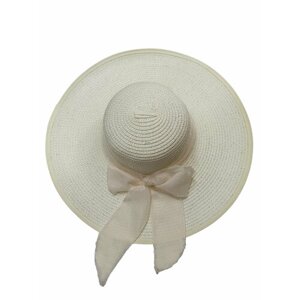 Шляпа капелина летняя, солома, размер 56-57, белый, бежевый