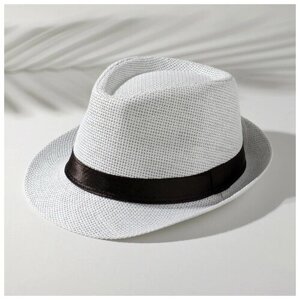 Шляпа мужская MINAKU "Плетеная", размер 58, цвет белый. В упаковке шт: 1