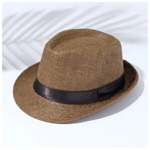 Шляпа мужская MINAKU "Плетеная", размер 58, цвет коричневый , 1 шт.