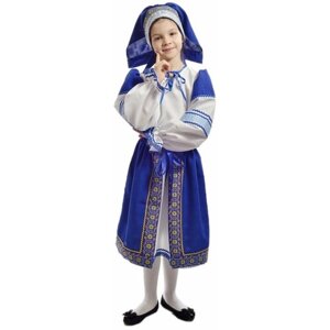 Синий народный костюм для девочки FeiX-02