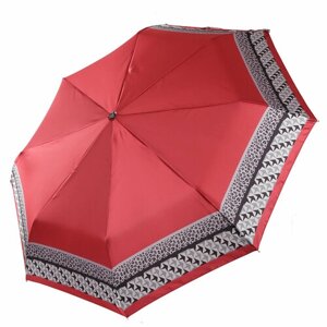 Смарт-зонт FABRETTI, автомат, 3 сложения, купол 102 см., 8 спиц, система «антиветер», чехол в комплекте, в подарочной упаковке, для женщин, красный
