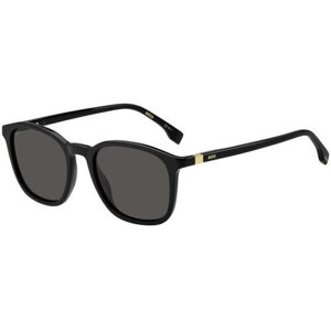 Солнцезащитные очки BOSS, круглые, оправа: пластик, для мужчин, черный