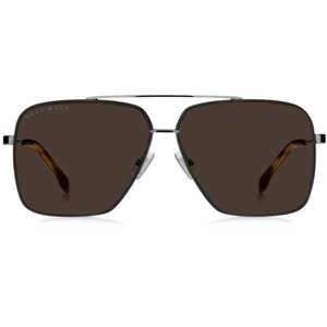 Солнцезащитные очки BOSS, прямоугольные, оправа: металл, для мужчин, серый