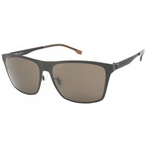 Солнцезащитные очки BOSS, прямоугольные, оправа: металл, с защитой от УФ, для мужчин, черный
