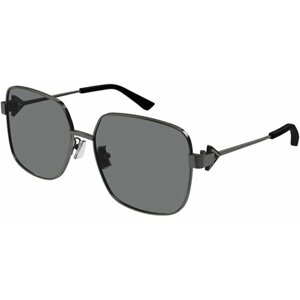 Солнцезащитные очки Bottega Veneta, квадратные, оправа: металл, серый