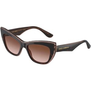 Солнцезащитные очки DOLCE & GABBANA, кошачий глаз, оправа: пластик, градиентные, для женщин, коричневый