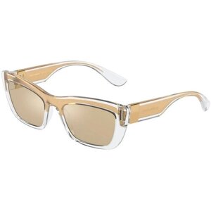 Солнцезащитные очки DOLCE & GABBANA, кошачий глаз, оправа: пластик, зеркальные, для женщин, золотой