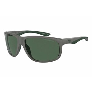 Солнцезащитные очки EMPORIO ARMANI, прямоугольные, спортивные, с защитой от УФ, зеленый