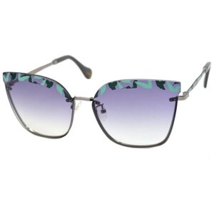 Солнцезащитные очки Enni Marco, кошачий глаз, оправа: металл, с защитой от УФ, градиентные, для женщин, серебряный