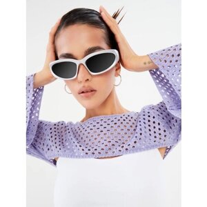 Солнцезащитные очки FEELZ, кошачий глаз, оправа: пластик, для женщин, серебряный