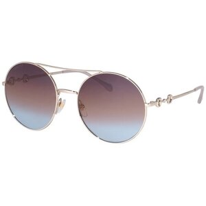 Солнцезащитные очки GUCCI, круглые, оправа: металл, для женщин, золотой