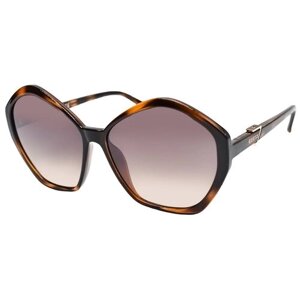 Солнцезащитные очки GUESS, шестиугольные, оправа: пластик, градиентные, для женщин, коричневый
