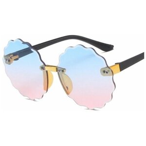 Солнцезащитные очки , круглые, оправа: металл, для женщин, голубой