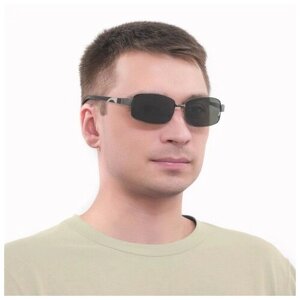 Солнцезащитные очки Мастер К., прямоугольные, оправа: металл, поляризационные, для мужчин, черный