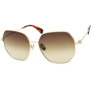Солнцезащитные очки Max Mara, круглые, оправа: металл, градиентные, для женщин, золотой