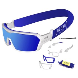 Солнцезащитные очки OCEAN, монолинза, ударопрочные, спортивные, зеркальные, с защитой от УФ, поляризационные, устойчивые к появлению царапин, белый