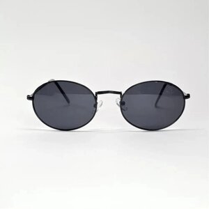 Солнцезащитные очки , овальные, оправа: металл, с защитой от УФ, черный