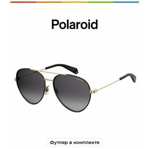 Солнцезащитные очки Polaroid, авиаторы, оправа: металл, поляризационные, устойчивые к появлению царапин, для женщин, черный