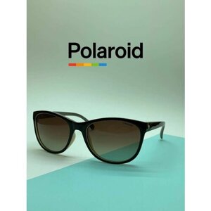 Солнцезащитные очки Polaroid, кошачий глаз, оправа: пластик, коричневый