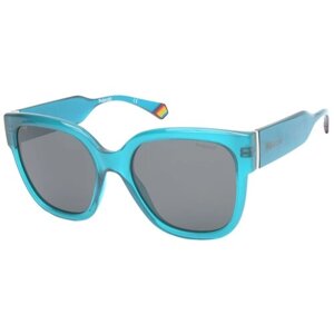 Солнцезащитные очки Polaroid, кошачий глаз, оправа: пластик, с защитой от УФ, для женщин, голубой
