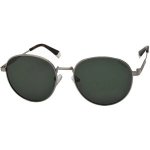 Солнцезащитные очки Polaroid, круглые, оправа: металл, для мужчин, серебряный