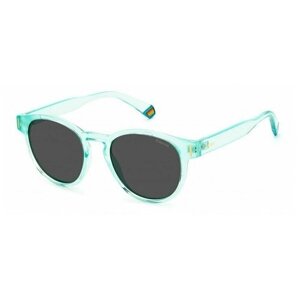 Солнцезащитные очки Polaroid, круглые, с защитой от УФ, поляризационные, голубой