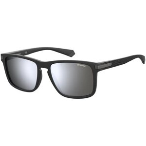 Солнцезащитные очки Polaroid, квадратные, с защитой от УФ, поляризационные, зеркальные, черный