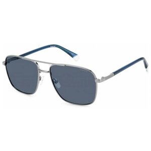 Солнцезащитные очки Polaroid, прямоугольные, оправа: металл, с защитой от УФ, поляризационные, для мужчин, голубой