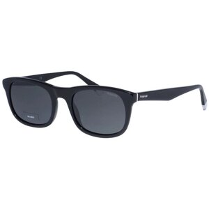Солнцезащитные очки Polaroid, прямоугольные, оправа: пластик, поляризационные, для мужчин, черный