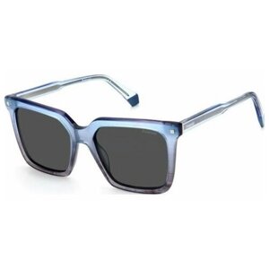 Солнцезащитные очки Polaroid, прямоугольные, оправа: пластик, поляризационные, с защитой от УФ, для женщин, голубой