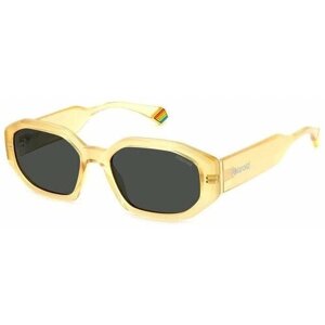 Солнцезащитные очки Polaroid, прямоугольные, оправа: пластик, поляризационные, с защитой от УФ, для женщин, желтый