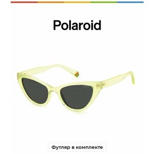 Солнцезащитные очки Polaroid, прямоугольные, оправа: пластик, устойчивые к появлению царапин, поляризационные, для женщин, бежевый