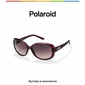 Солнцезащитные очки Polaroid, прямоугольные, оправа: пластик, устойчивые к появлению царапин, поляризационные, для женщин, фиолетовый