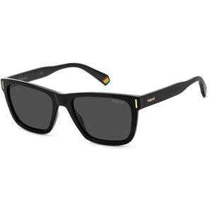 Солнцезащитные очки Polaroid, прямоугольные, с защитой от УФ, поляризационные, черный